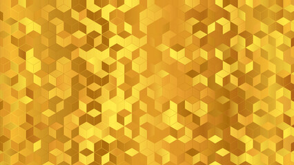 Golden metal texture. Geometric pattern with cubes. Luxury design. Abstract vector background