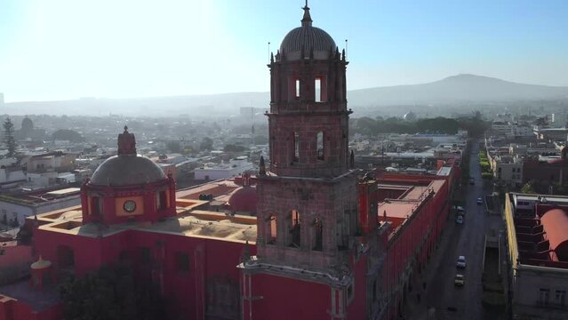 An aerial view of Queretaro City, Mexico. Drone photo in the morning in City center