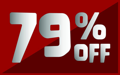 79 percent off. Red banner with white and gray typography for promotions and offers
