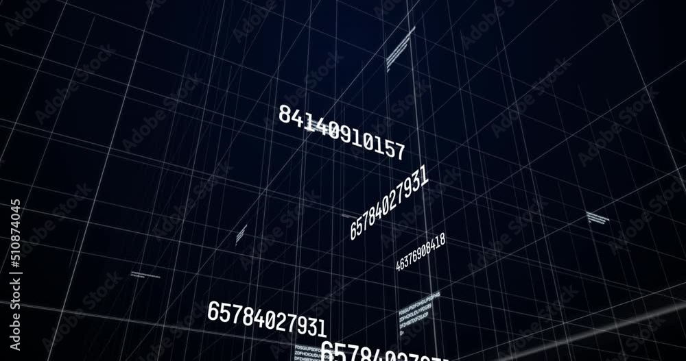 Poster animation of data processing over black background