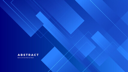 Vector blue banner geometric shapes abstract, science, futuristic, energy technology concept. Digital image of light rays, stripes lines with light, speed and motion blur over tech background