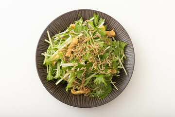 水菜と油揚げのじゃこサラダ