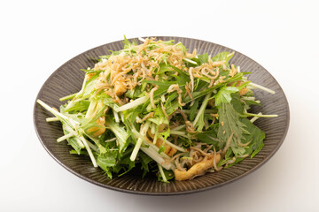 水菜と油揚げのじゃこサラダ