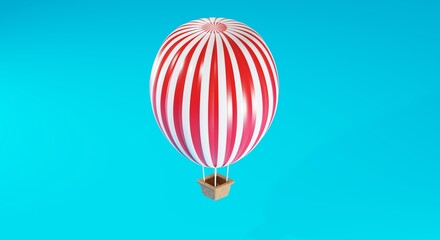 3d render. A hot air balloon on a blue background. 3d illustration
