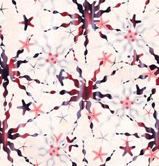 Abstract Starfish Stars Seamless Textured Trendy Pattern Elegant Detailed Allover Print Concept 