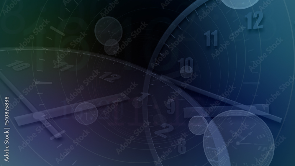 Wall mural time flow images with analog clock background.