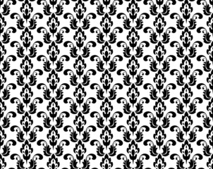 Flower geometric pattern. Seamless vector background. White and black ornament
