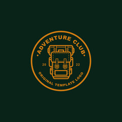 mountain bag badge logo, adventure template logo.