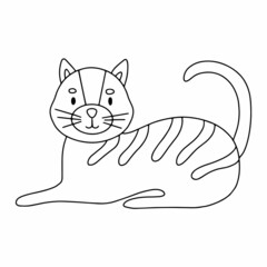 Cat hand drawn outline doodle icon. Domestic animal. vector illustration for print, web, mobile and infographics isolated on white background.