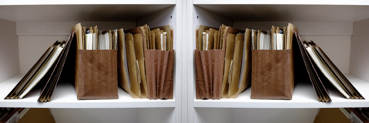 Business Files in Folders Boxes and Shelf