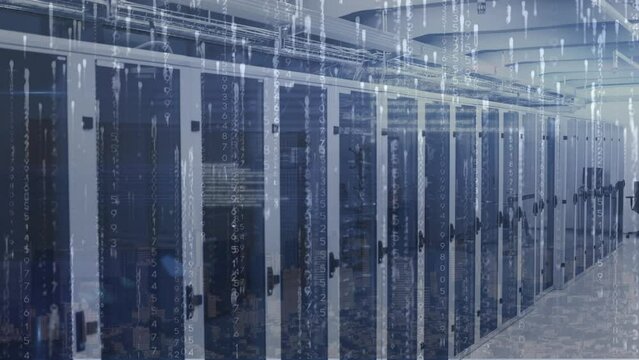 Animation of lights falling over servers