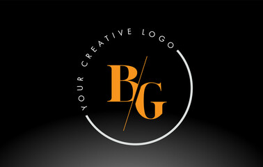 Orange BG Serif Letter Logo Design with Creative Intersected Cut.