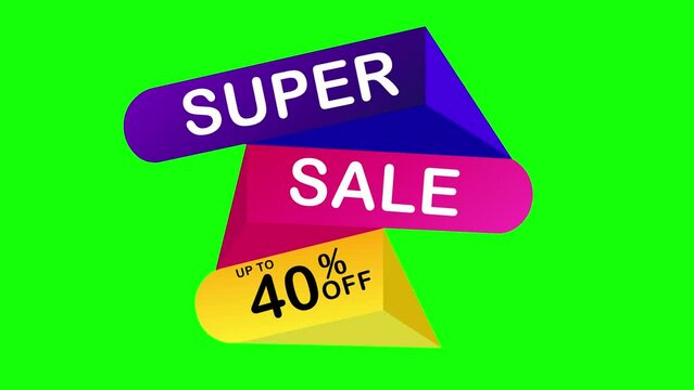 super sale 40% offer promotion green screen animation