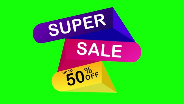 super sale 50% offer promotion green screen animation