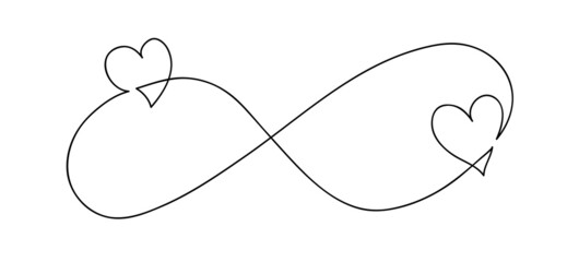 Infinity love icon. Continuous line art drawing Hearts with Infinity symbol. Friendship and love concept. Best friend forever. Vector illustration