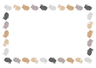 うさぎ模様のフレームイラスト 