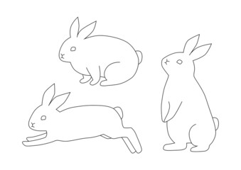 うさぎのアウトラインイラストセット