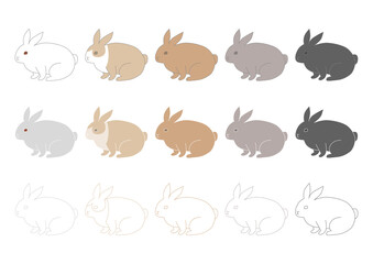 うさぎのイラスト: カラーバリエーションセット