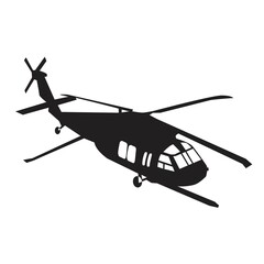 black hawk military helicopter silhouette vector design