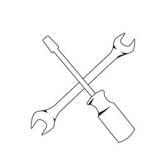 wrench and screwdriver crossed symbol vector design