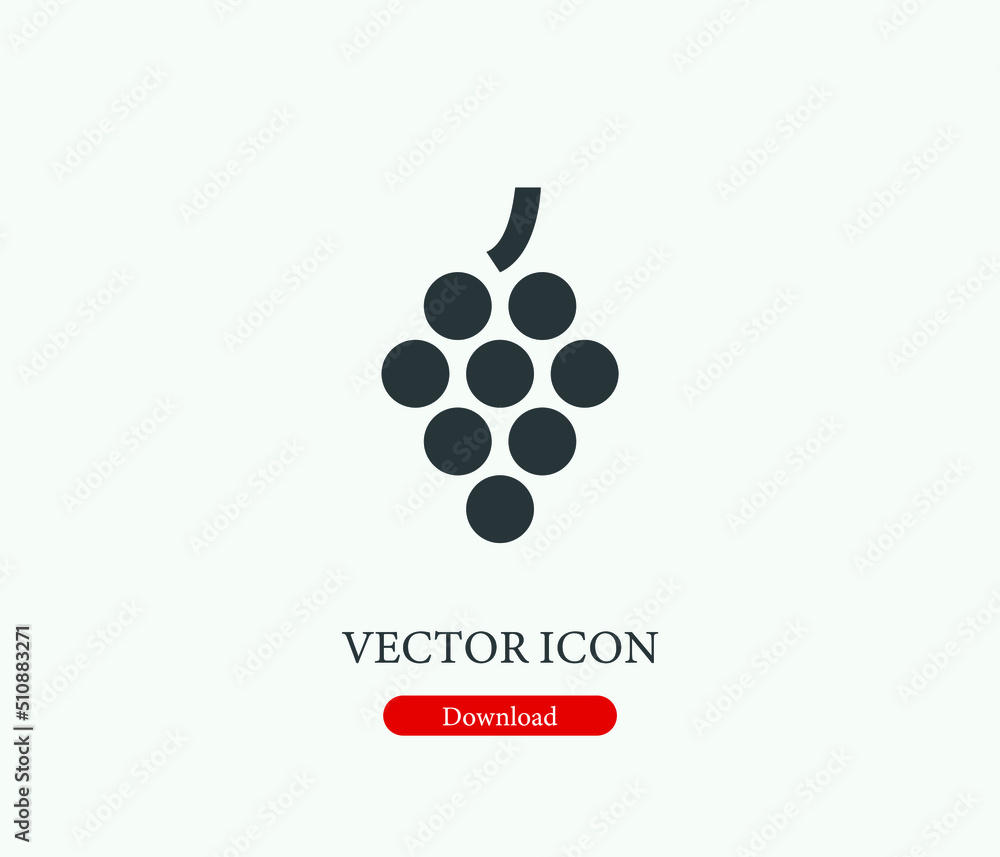 Poster grape vector icon. editable stroke. symbol in line art style for design, presentation, website or mo