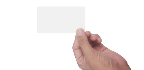 Close up of hand holding virtual card with. Credit card in hand