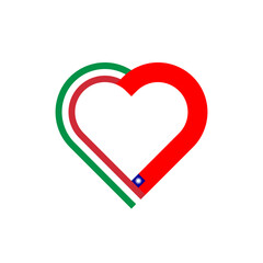 unity concept. heart ribbon icon of italy and taiwan flags. vector illustration isolated on white background