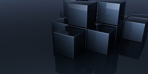 3D abstract background with neon lights. neon tunnel  .space CUBES construction . .3d illustration