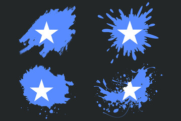 Somalia flag brush splash vector set, country logo asset, paint grunge illustration concept, Somalia flag brush stroke grunge effect, water splash mask, creative country flag logo idea