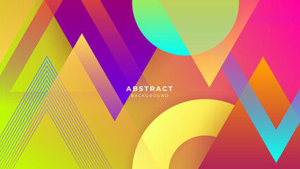 Fototapeta premium Abstract colorful vibrant vivid geometric shapes geometric light triangle line shape with futuristic concept presentation background