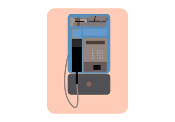 Icono de teléfono público sobre fono salmón