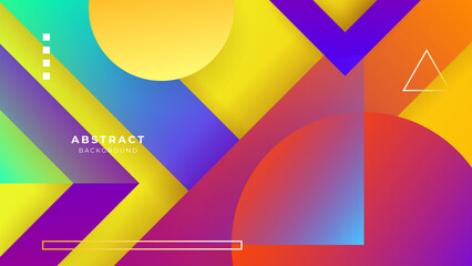 Modern colorful vibrant vivid abstract presentation background with geometric circle triangle stripe lines