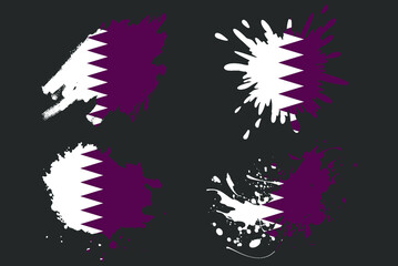 Qatar flag brush splash vector set, country logo asset, paint grunge illustration concept, Qatar flag brush stroke grunge effect, water splash mask, creative country flag logo idea