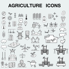 Set vector icons in flat design agriculture icons with elements for mobile concepts and web apps. Collection modern infographic logo and pictogram.
