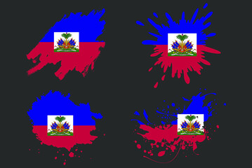 Haiti flag brush splash vector set, country logo asset, paint grunge illustration concept, Haiti flag brush stroke grunge effect, water splash mask, creative country flag logo idea