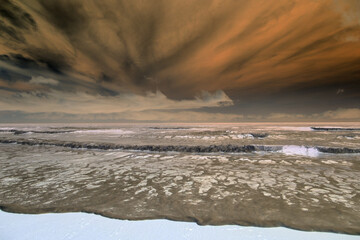 Graphic image obtained from a seascape from the beach of Marina di Castagneto Carducci Tuscany Italy