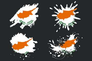 Cypruss flag brush splash vector set, country logo asset, paint grunge illustration concept, Cypruss flag brush stroke grunge effect, water splash mask, creative country flag logo idea