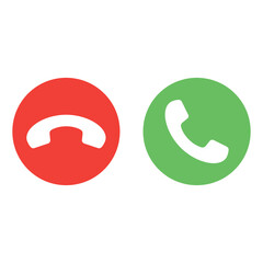 Answer and decline phone call buttons. yes and no button. Phone call icon 