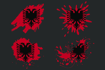 Albania flag brush splash vector set, country logo asset, paint grunge illustration concept, Albania flag brush stroke grunge effect, water splash mask, creative country flag logo idea
