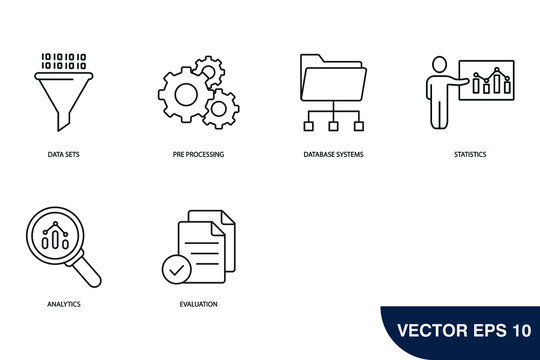 Data mining is the process  icons set . Data mining is the process pack symbol vector elements for infographic web