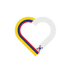 unity concept. heart ribbon icon of colombia and south korea flags. vector illustration isolated on white background