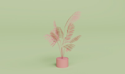 pink color plant 3d render on Sprout color background