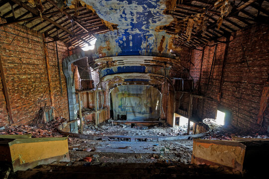 An abandoned church and theater in Gary, Indiana