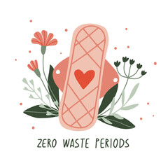 Eco friendly reusable menstrual cloth pad with flowers © Elena