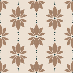 Geometric simple mid century seamless pattern with lotus flowers - 510890877