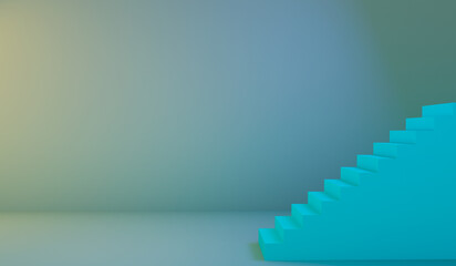 3d Render Bondi Blue color Stairs on colorful Background