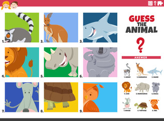 guess cartoon animal characters educational task for children