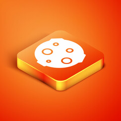 Isometric Moon icon isolated on orange background. Vector Illustration