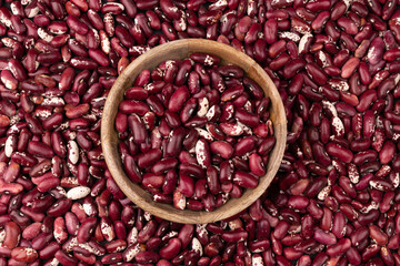 background of red kidney beans close up, top view