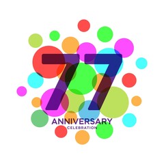 77 Years Anniversary Celebration Vector Template Design Illustration